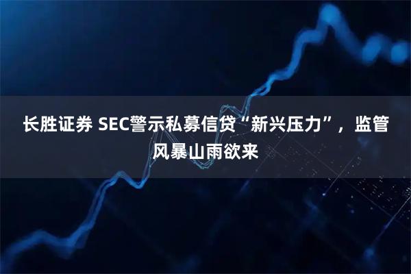 长胜证券 SEC警示私募信贷“新兴压力”，监管风暴山雨欲来